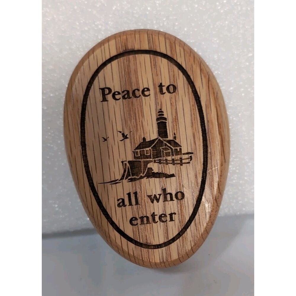 Amish Wood Marble Towel Holder Wall Mounted Lighthouse Peace To All That Enter